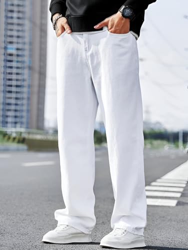 Ben Martin White Men Jeans || Baggy Fit Jean's for Man || Loose Fit High Rise Denim || Stretchable Casual Wear Jean,s || Dance Rap Rapping Style Pant for Men || Denim Cotton Jeans 32 (2) - Image 4