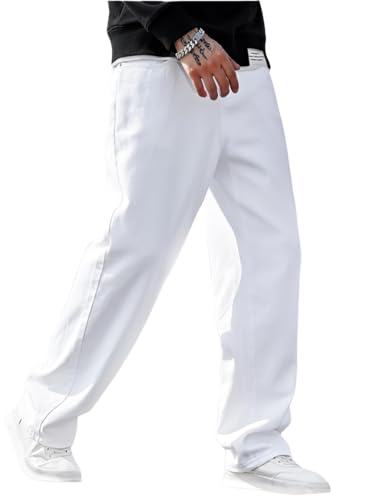 Ben Martin White Men Jeans || Baggy Fit Jean's for Man || Loose Fit High Rise Denim || Stretchable Casual Wear Jean,s || Dance Rap Rapping Style Pant for Men || Denim Cotton Jeans 32 (2) - Image 1