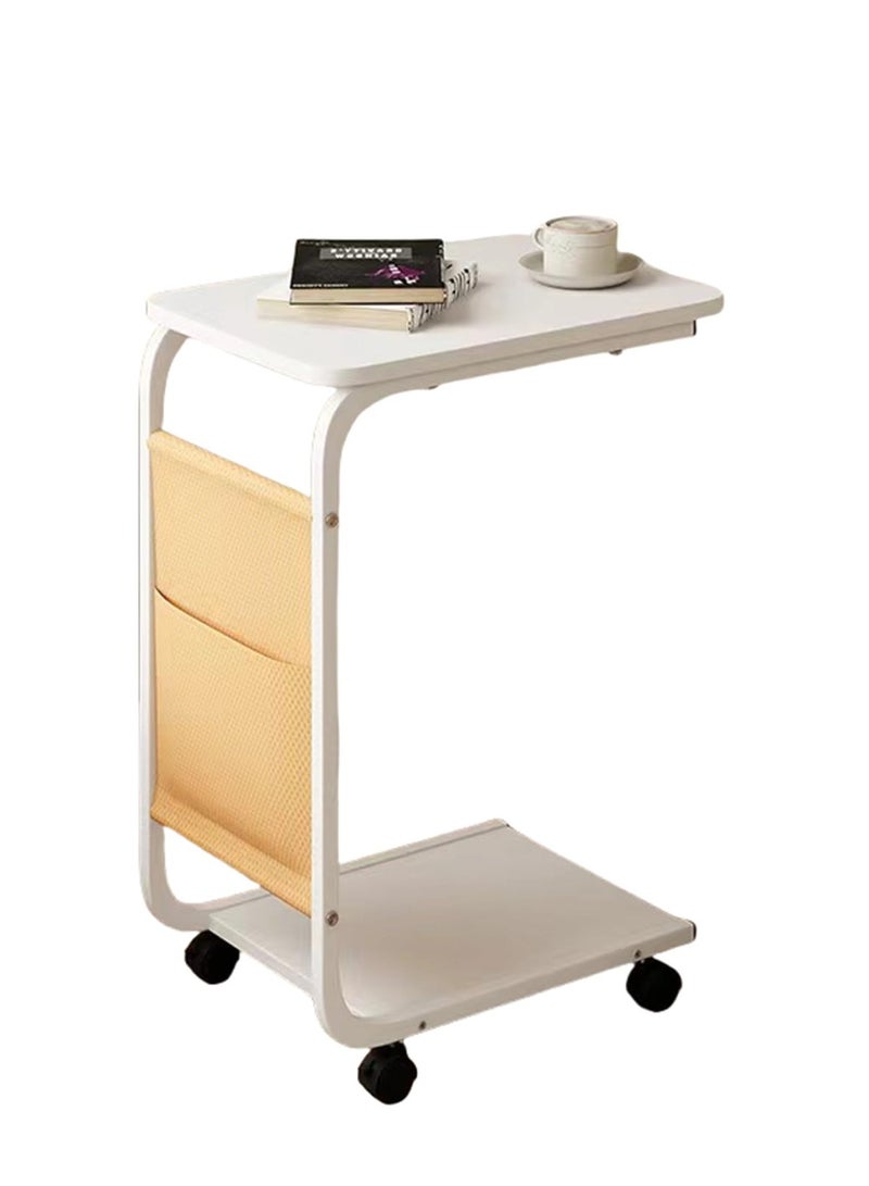 Generic End Table with wheels,Sofa Side Table for Coffee Laptop Tablet,C Shaped Table Mobile Beside Table for Living Room Bedroom Balcony Tea and Office,30 * 45 * 65cm - Image 5