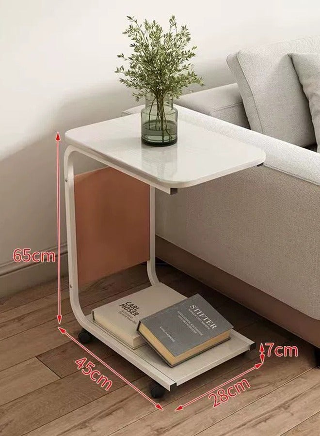 Generic End Table with wheels,Sofa Side Table for Coffee Laptop Tablet,C Shaped Table Mobile Beside Table for Living Room Bedroom Balcony Tea and Office,30 * 45 * 65cm - Image 1