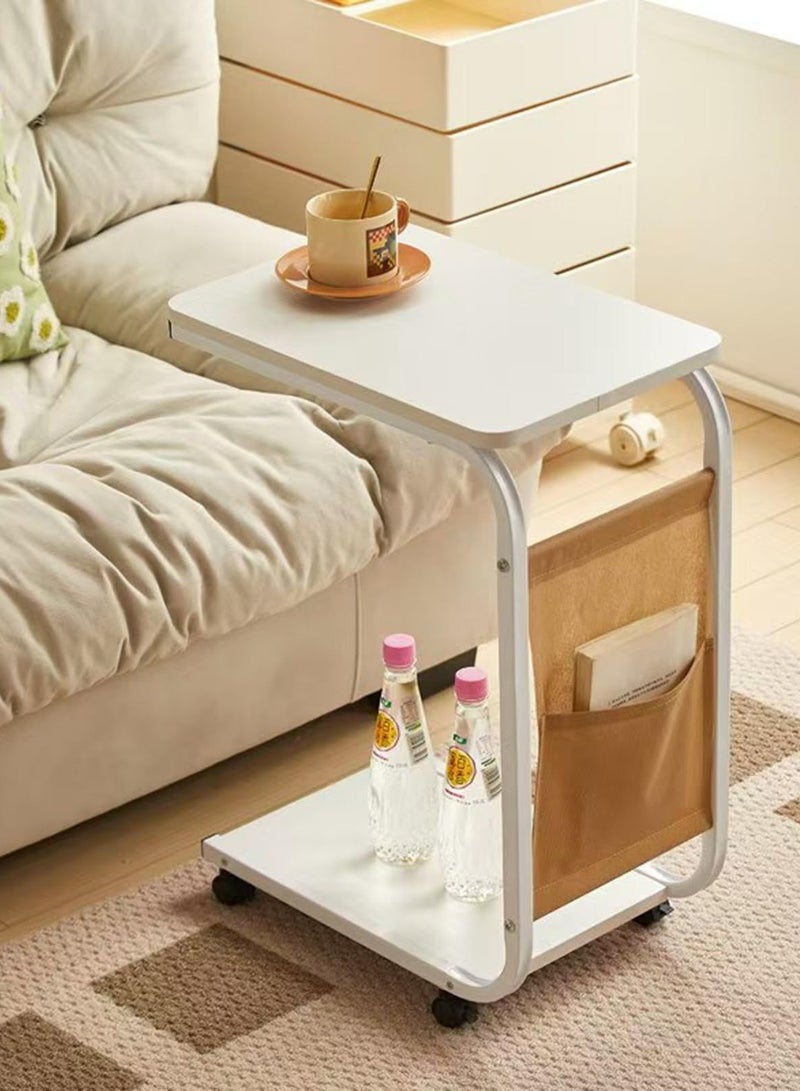Generic End Table with wheels,Sofa Side Table for Coffee Laptop Tablet,C Shaped Table Mobile Beside Table for Living Room Bedroom Balcony Tea and Office,30 * 45 * 65cm - Image 2