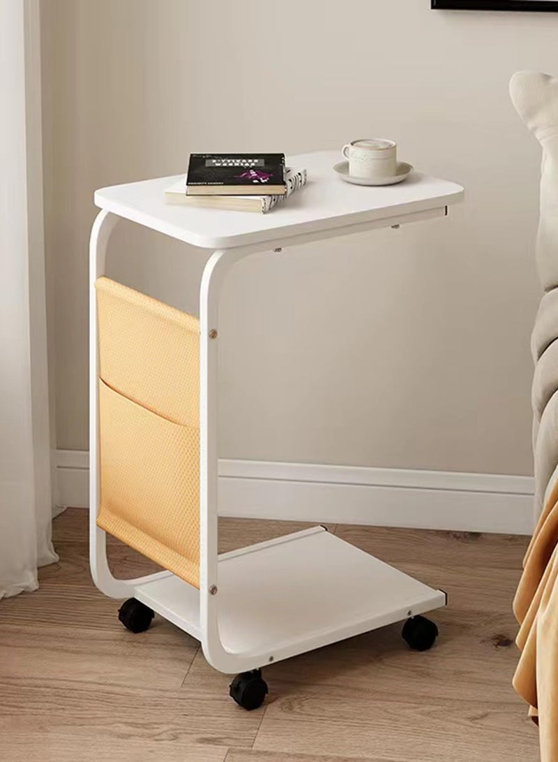 Generic End Table with wheels,Sofa Side Table for Coffee Laptop Tablet,C Shaped Table Mobile Beside Table for Living Room Bedroom Balcony Tea and Office,30 * 45 * 65cm - Image 3