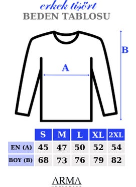 Arma Yıldız Black Men's T-Shirt Long Sleeve Undershirt Regular Fit Crew Neck 100% Cotton  - Image 2