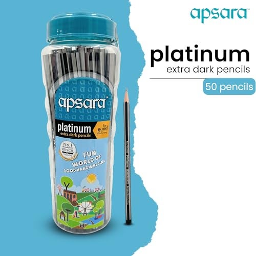 Apsara Platinum Pencil Jar, Smooth Writing & Non-Slip Grip, Quality Wood, Easy Sharpening, Convenient for Students, Professionals (Pack of 50) - Image 3