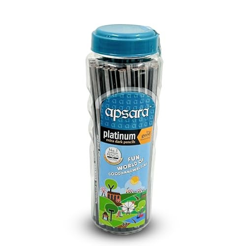 Apsara Platinum Pencil Jar, Smooth Writing & Non-Slip Grip, Quality Wood, Easy Sharpening, Convenient for Students, Professionals (Pack of 50) - Image 1