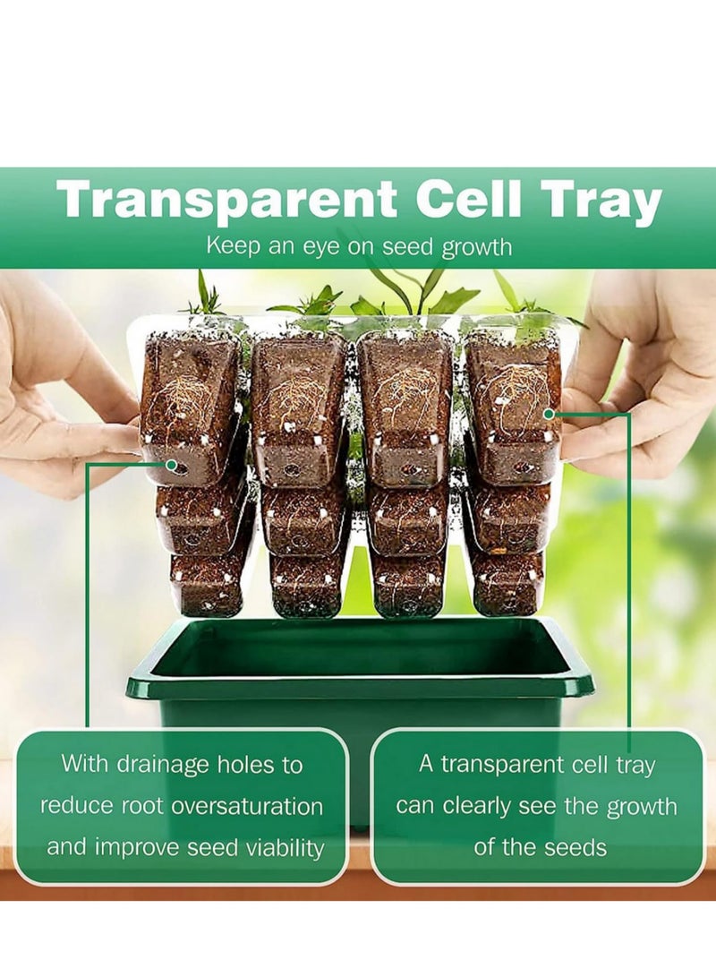 5 قطع من مجموعة إنبات الشتلات مع أضواء LED للنمو، صواني بذور بـ 12 خلية، فتحات تهوية للرطوبة، وأوضاع إضاءة قابلة للتعديل للمبتدئين والعائلات على حد سواء - 18x14x6.3 سم - Image 3