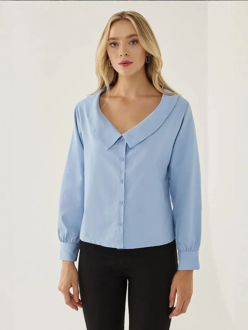 HICCUP Straight Fit Collar Detail Shirt