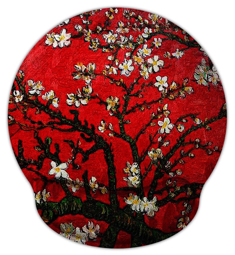 Meffort Inc Mouse Pad with Wrist Rest Support & Non-Slip Base, Durable Ergonomic Gaming Mousepad - Van Gogh Cherry Blossoming - Image 5
