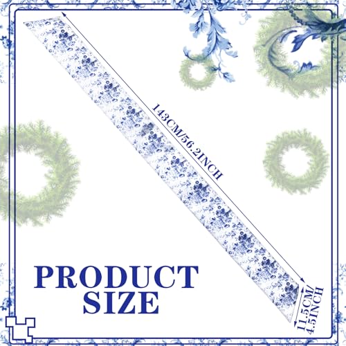 Floraltop 2 Pcs Wreath Sash for Front Door Reversible Chinoiserie Wreath Sash Accessories Decor for Monogram Garland Ribbon Porch Indoor Outdoor Home Party Yard Doorway(Chinese Style) - Image 2