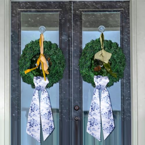 Floraltop 2 Pcs Wreath Sash for Front Door Reversible Chinoiserie Wreath Sash Accessories Decor for Monogram Garland Ribbon Porch Indoor Outdoor Home Party Yard Doorway(Chinese Style) - Image 5