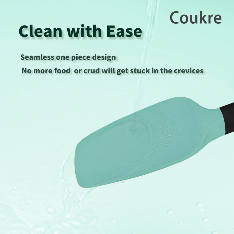 Coukre Silicone Spatula Set of 5 High Temperature Resistant  Food Grade Silicone  Dishwasher Safe  for Baking  Cooking (Aqua Green) - Image 4