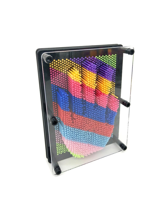 null - Rainbow Colorful Square Plastic Hand Mold 3d Three-dimensional Variable Needle Painting Hand Mold Children's Handprint Plastic Crafts Play-Color:Medium Square Hand Pink - Image 1