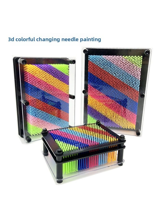 null - Rainbow Colorful Square Plastic Hand Mold 3d Three-dimensional Variable Needle Painting Hand Mold Children's Handprint Plastic Crafts Play-Color:Medium Square Hand Pink - Image 1