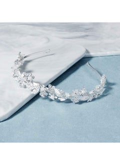 Oriamour Bridal Headband Rhinestone Hair Band Bridal Headpieces For Bride Hair Jewelry Accessories (Silver)  - Image 2