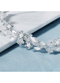 Oriamour Bridal Headband Rhinestone Hair Band Bridal Headpieces For Bride Hair Jewelry Accessories (Silver)  - Image 3