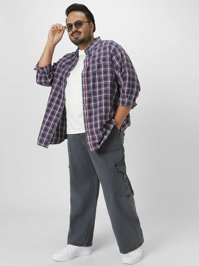 Urbano Fashion  Urbano Plus Men's Grey Loose Fit Cargo Jeans with 6 Pockets Non-Stretchable  | Best Price UAE