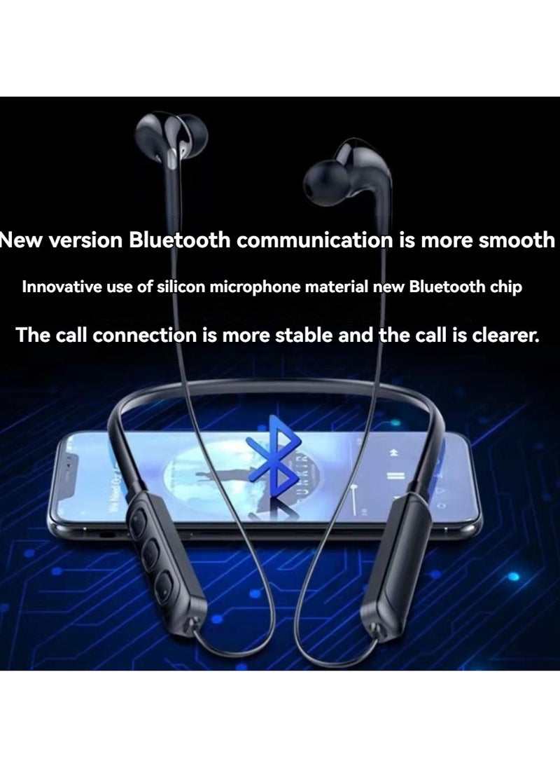 GELESE - Wireless neck-mounted sports bluetooth earphones neck-mounted running headphone black - Image 1