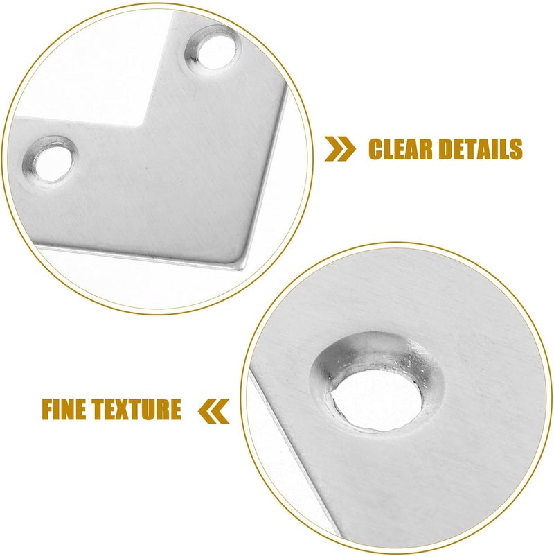 Garneck 4 Pieces 120x120mm Stainless Steel L-Shaped Flat Angle Brackets 2mm Thick Corner Brace Plates for Industrial Hardware and Home Repair Applications - Image 3