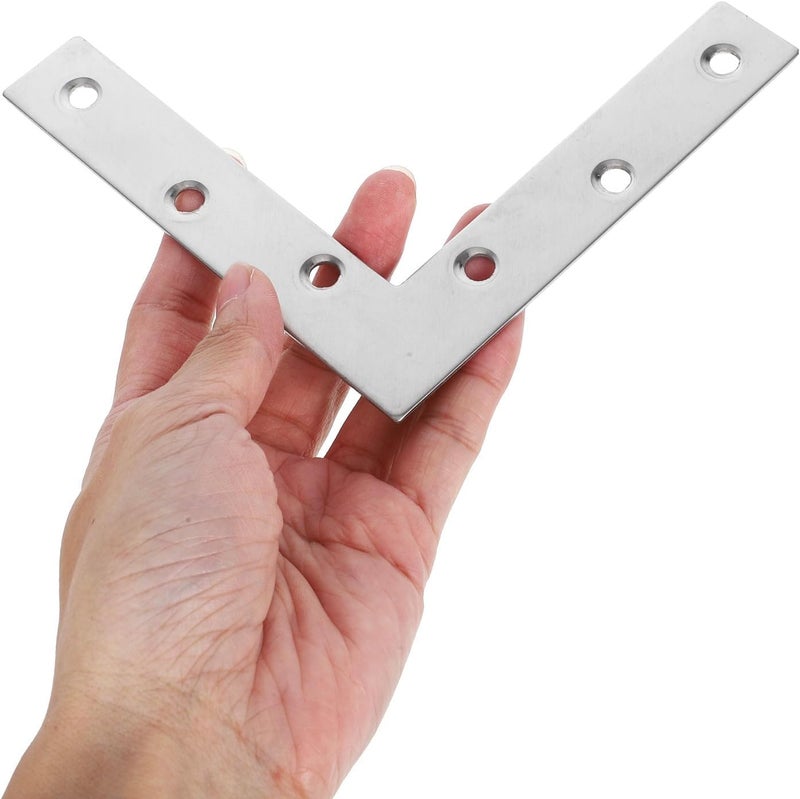 Garneck 4 Pieces 120x120mm Stainless Steel L-Shaped Flat Angle Brackets 2mm Thick Corner Brace Plates for Industrial Hardware and Home Repair Applications - Image 4