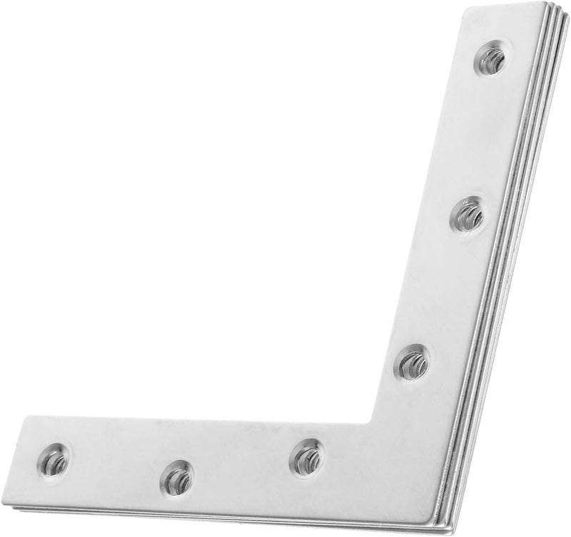 Garneck 4 Pieces 120x120mm Stainless Steel L-Shaped Flat Angle Brackets 2mm Thick Corner Brace Plates for Industrial Hardware and Home Repair Applications - Image 1