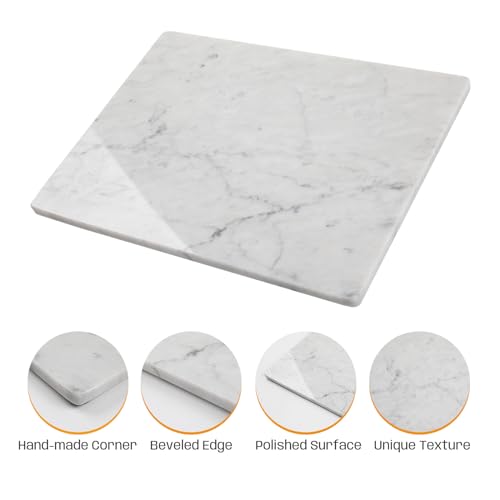 Adolif Marble Pastry and Cutting Board 12x16 Inch, Marble Slab With Non-Slip Feet For Baking, Cheese, Charcuterie, Chocolate, Pack of 1 Piece, Carrara White - Image 4