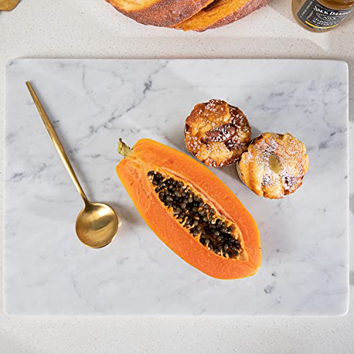 Adolif Marble Pastry and Cutting Board 12x16 Inch, Marble Slab With Non-Slip Feet For Baking, Cheese, Charcuterie, Chocolate, Pack of 1 Piece, Carrara White - Image 2