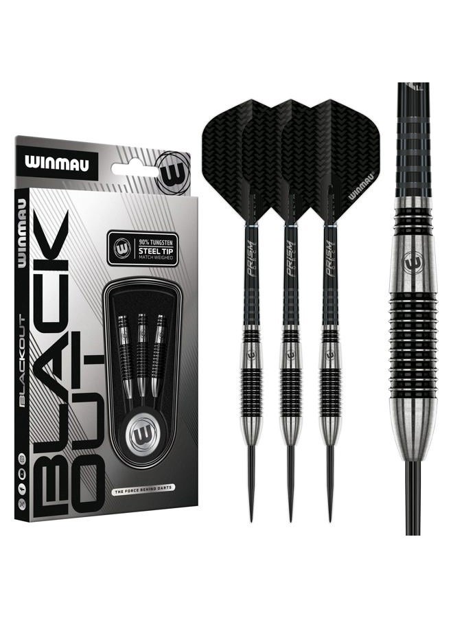 Winmau Blackout 2 Series 26g - 90% Tungsten Darts - Professional Steel Tip Darts Set with Dart Flights and Shafts - Image 1