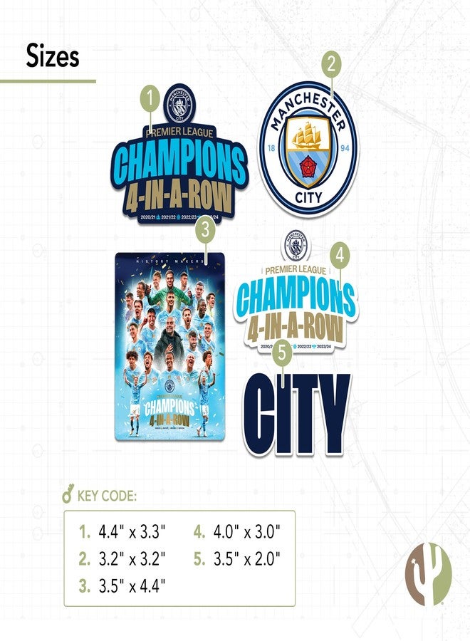 Desert Cactus ملصق مانشستر سيتي من ديزرت كاكتوس - ورقة فينيل لكرة القدم - ملصق لابتوب وزجاجة ماء وسيارة وكتاب قصاصات (النوع 2-6 بطولة) - Image 2