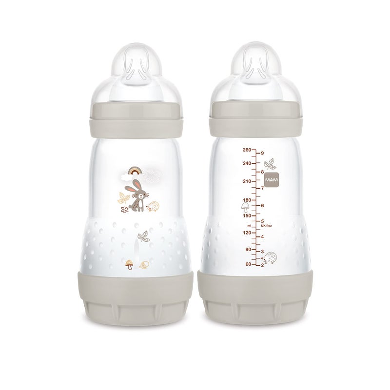 MAM Easy Start Anti-Colic Baby Bottle 9 oz, Medium Flow, Breastfeeding-Like Silicone Nipple Bottle, Reduces Colic, Gas, & Reflux, Easy-to-Clean, BPA-Free, Vented Baby Bottles for Newborns, 2+ Months - Image 1