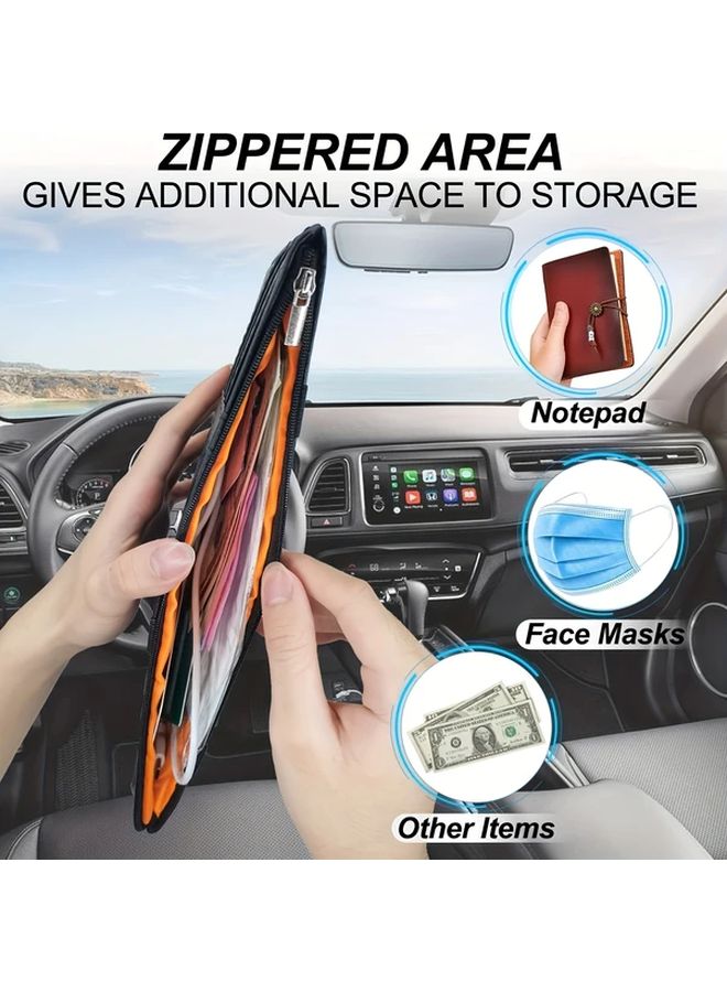 Grey Multifunction Car Sun Visor Storage Clip with Ticket Glasses Phone Pockets - Image 2