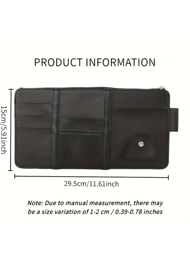 Grey Multifunction Car Sun Visor Storage Clip with Ticket Glasses Phone Pockets - Image 5