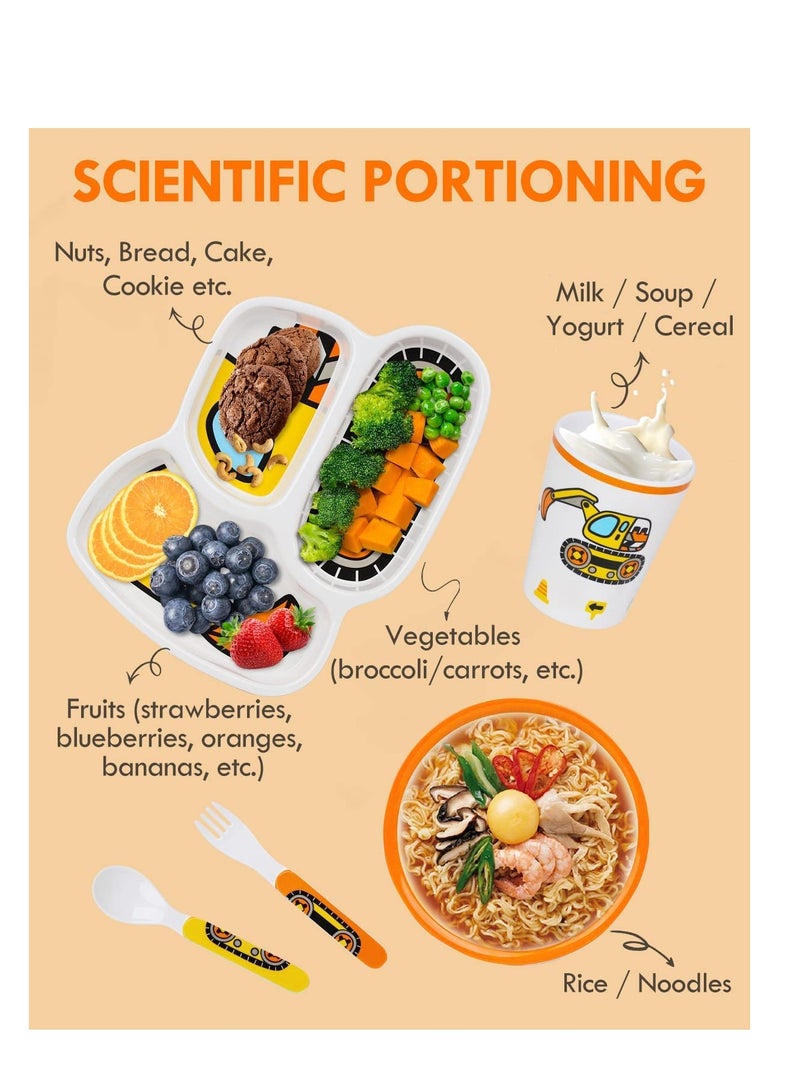 SYOSI Kids Dinnerware Set Includes Plate Bowl Cup and Tableware Made of Durable Material, Perfect for Child Toddler Utensils Self Feeding - Image 3