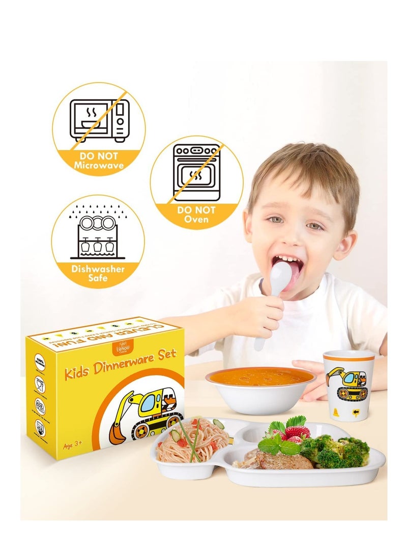 SYOSI Kids Dinnerware Set Includes Plate Bowl Cup and Tableware Made of Durable Material, Perfect for Child Toddler Utensils Self Feeding - Image 4