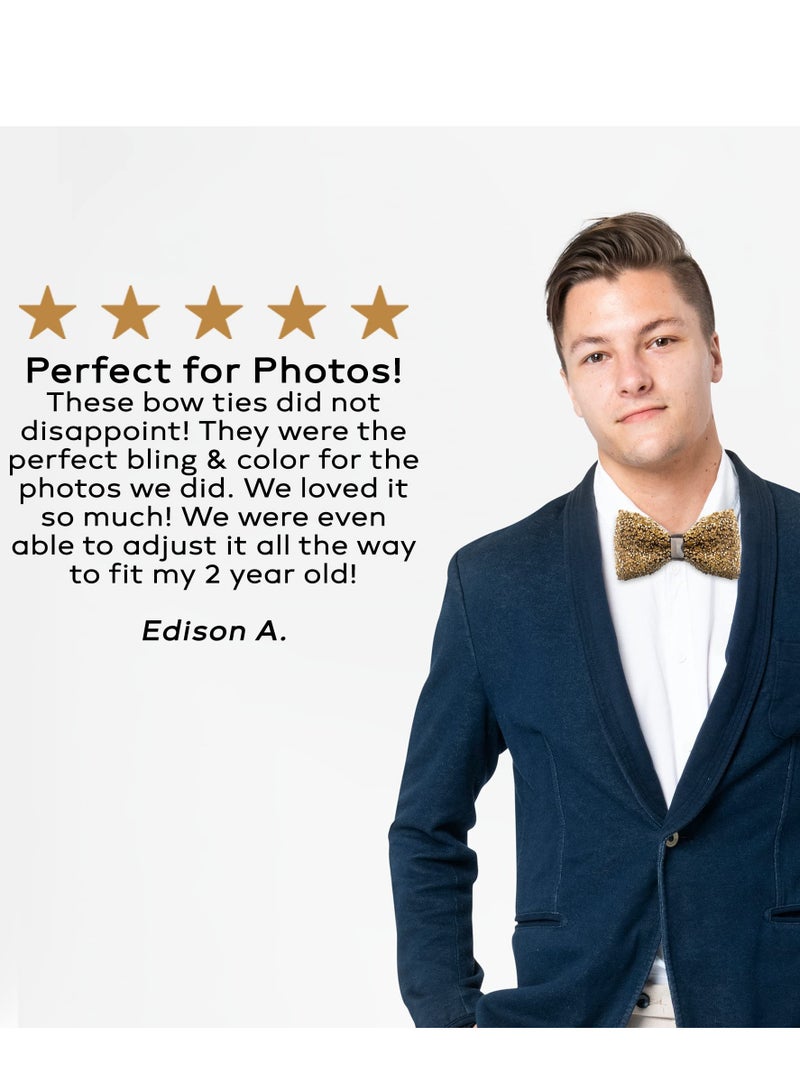 KASTWAVE Bow Ties, Rhinestone Bow Ties for Men and Boys Pre-Tie Sequins Diamond Bow Ties Adjustable Length Suitable for Party Banquet Wedding Suitable for Tuxedo Dress Shirts - Image 5