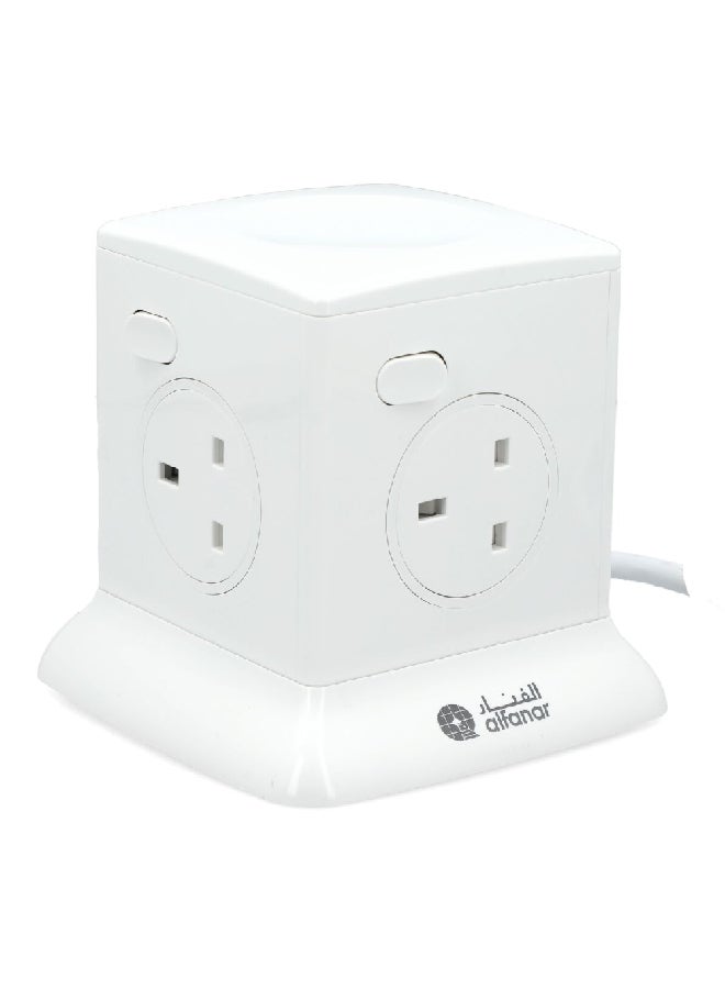 AL FANAR 2900W 4-Socket 13A Power Extension Tower White 13 x 13.5 x 13.5 cm CE043M0AC18-WH - Image 2
