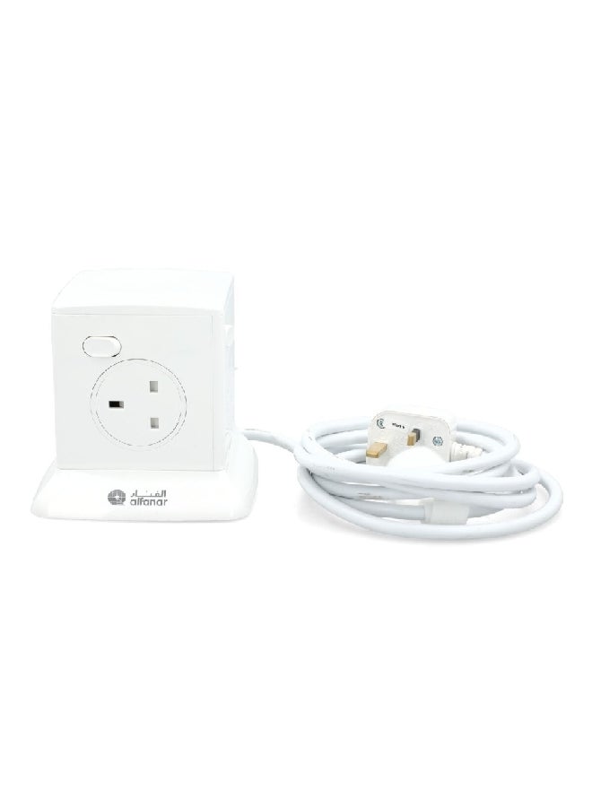 AL FANAR 2900W 4-Socket 13A Power Extension Tower White 13 x 13.5 x 13.5 cm CE043M0AC18-WH - Image 1
