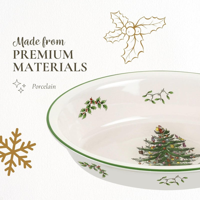 Spode Christmas Tree Oval Rim Dish (12.5" x 8.75") Festive Deep Baking Pan for Serving Vegetables, Roast Dinner, Casseroles - Fine Porcelain, Microwave, Freezer, Dishwasher Safe - Image 4