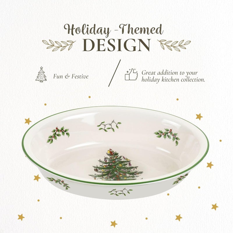 Spode Christmas Tree Oval Rim Dish (12.5" x 8.75") Festive Deep Baking Pan for Serving Vegetables, Roast Dinner, Casseroles - Fine Porcelain, Microwave, Freezer, Dishwasher Safe - Image 3