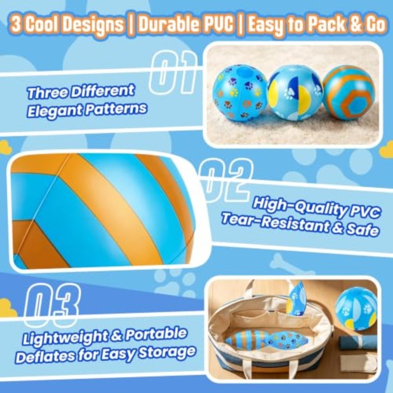 6 Pack 8" Blue Dog Paw Inflatable Beach Balls, Pool Favors for Summer Pool and Beach Toys Bulk, Cartoon Themed Party Favors, Supplies and Decorations For Birthdays And Pool Parties - Image 3