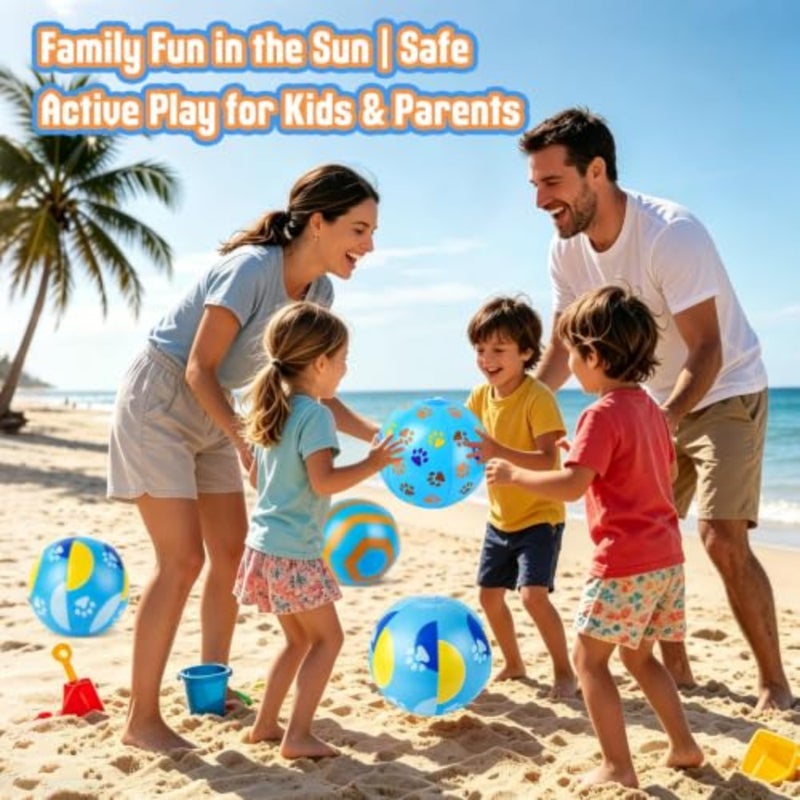 6 Pack 8" Blue Dog Paw Inflatable Beach Balls, Pool Favors for Summer Pool and Beach Toys Bulk, Cartoon Themed Party Favors, Supplies and Decorations For Birthdays And Pool Parties - Image 5