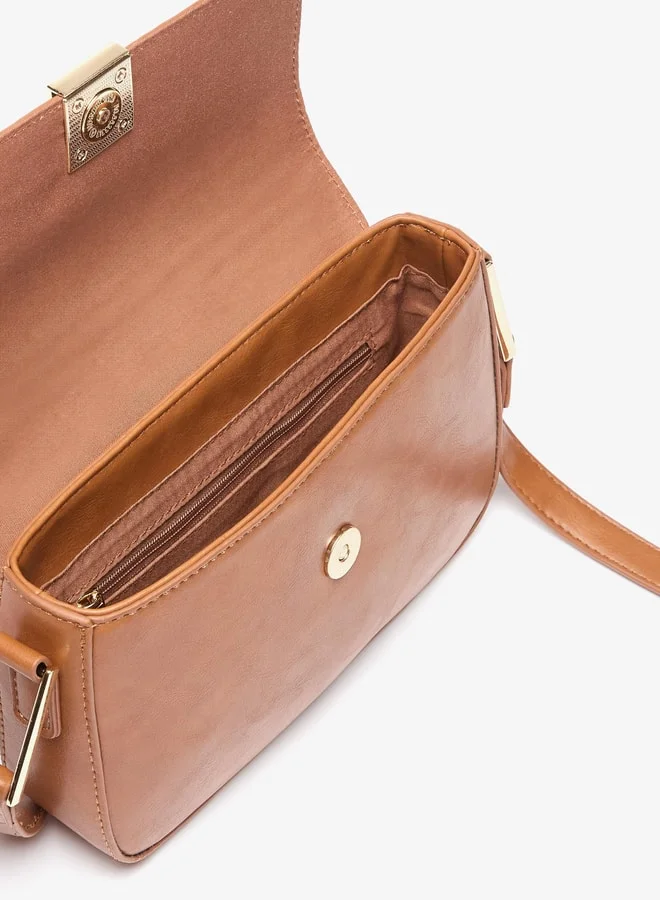 Flora Bella By Shoexpress Women Solid Crossbody Bag with Adjustable Strap and Magnetic Closure