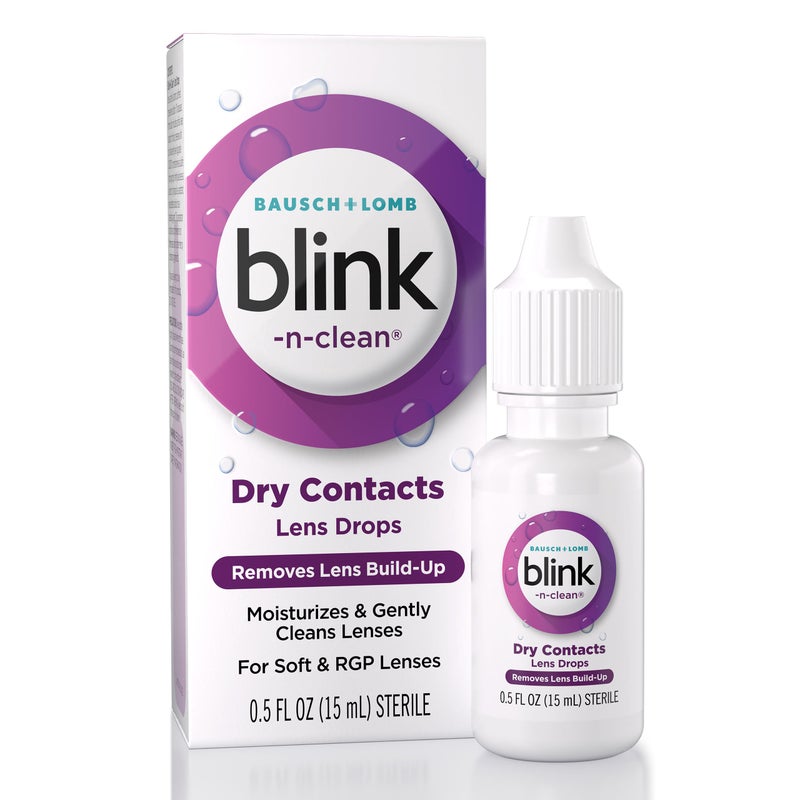 Blink Blink-N-Clean Lens Drops, Rewetting Drops for Contact Lenses, Instant Dry Lens Moisturizing, for Soft & RGP Lenses, 0.5 fl oz  - Image 1