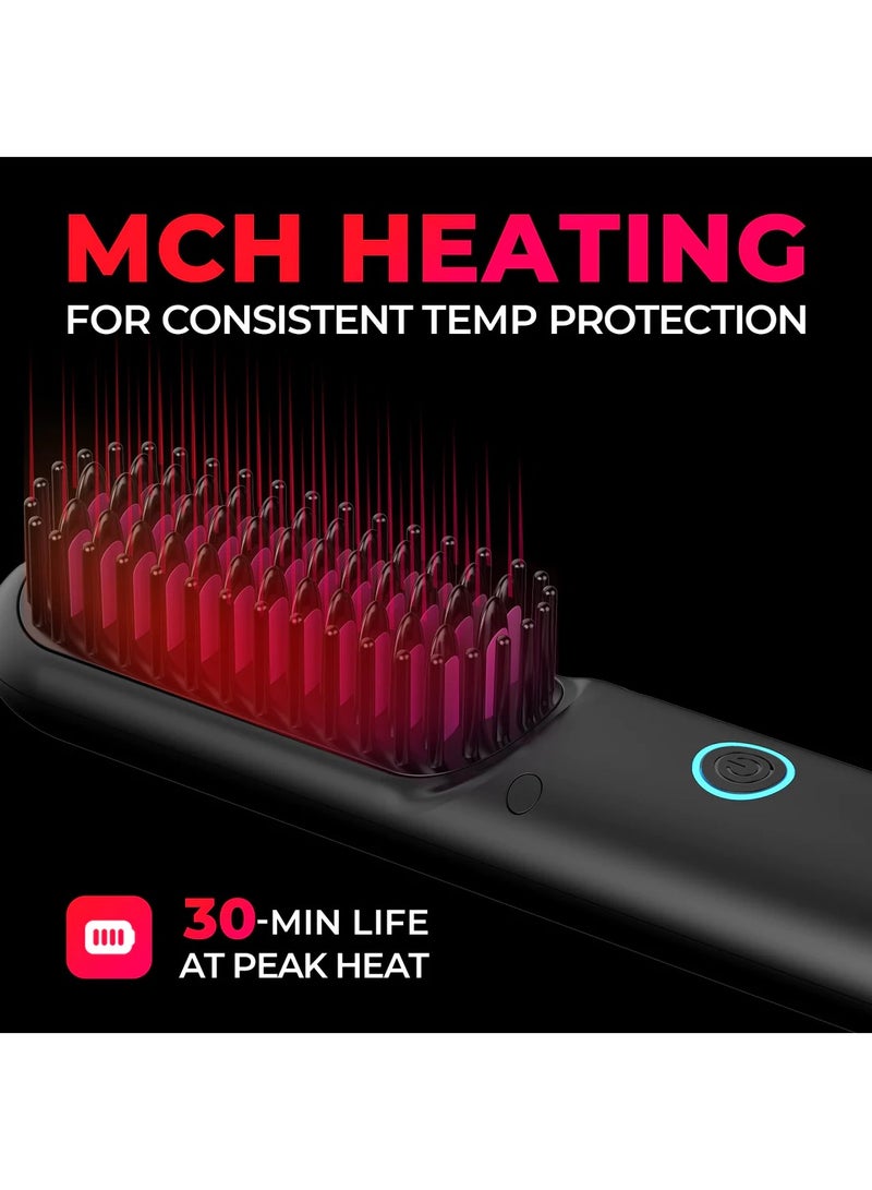 Porta Cordless Portable Hair Straightening Brush TY.HC120.BK - Black