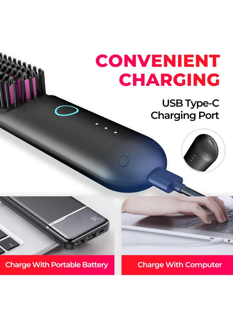 Porta Cordless Portable Hair Straightening Brush TY.HC120.BK - Black
