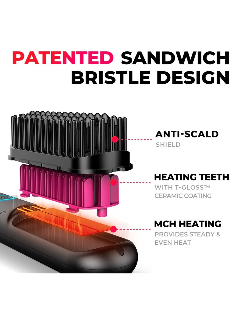 Porta Cordless Portable Hair Straightening Brush TY.HC120.BK - Black