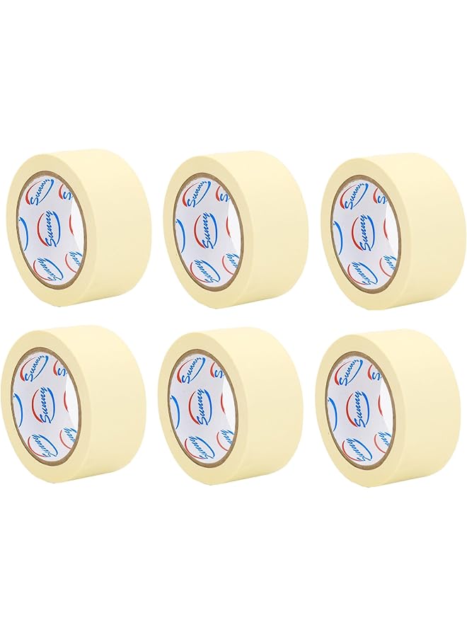 Sunny Your Bright Choice Sunny Premium Masking White Paper Tape 2inch X 35yards, Pack of 6, General Purpose Paper Tape For Painting, Labeling, Packaging, Schools, Office, Automobile Garage, Factory, Industrial Uses 