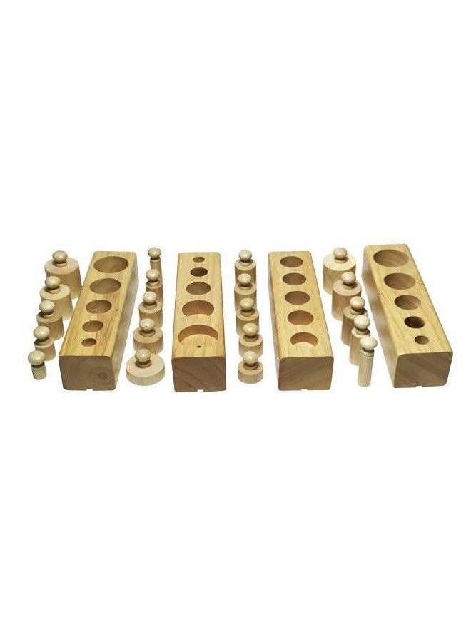 Montessori Wooden Cylinder Socket Family Pack Early Learning Education Toy,Montessori Toy Wooden Sorting Plug-In Game, Educational Toy Cylinder Socket,  Blocks Plug-In Puzzle Insert Cylinder, Early Educational for Children Baby Boys Girls  - Image 2
