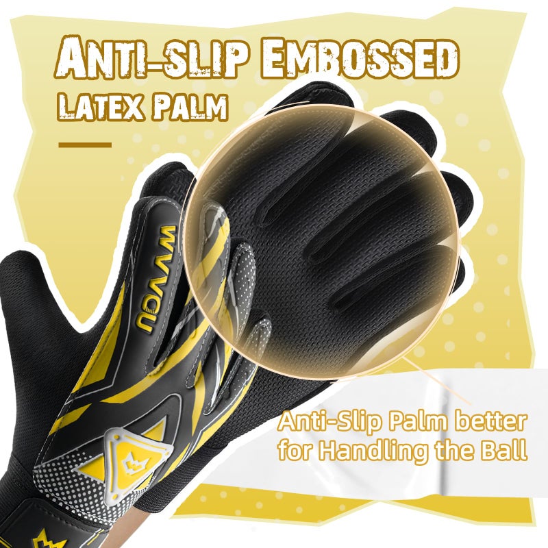 WVVOU Goalkeeper Gloves for Kids Youth, Soccer Goalie Gloves with Double Protection, Anti-Slip Soccer Gloves, Super Grip - Image 3