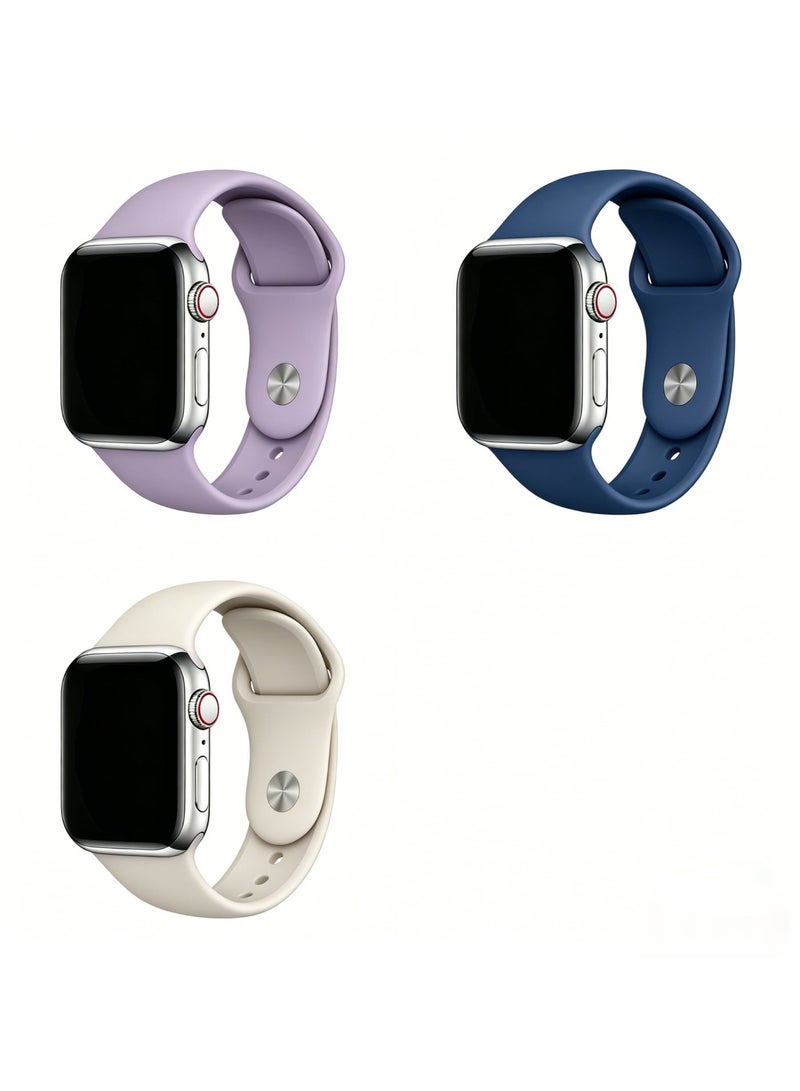 3 قطع حزام ساعة آبل 45 مم 44 مم 42 مم سيليكون بديل لسلسلة iWatch 9/8/7/SE/6/5/4/3/2/1 - Image 1