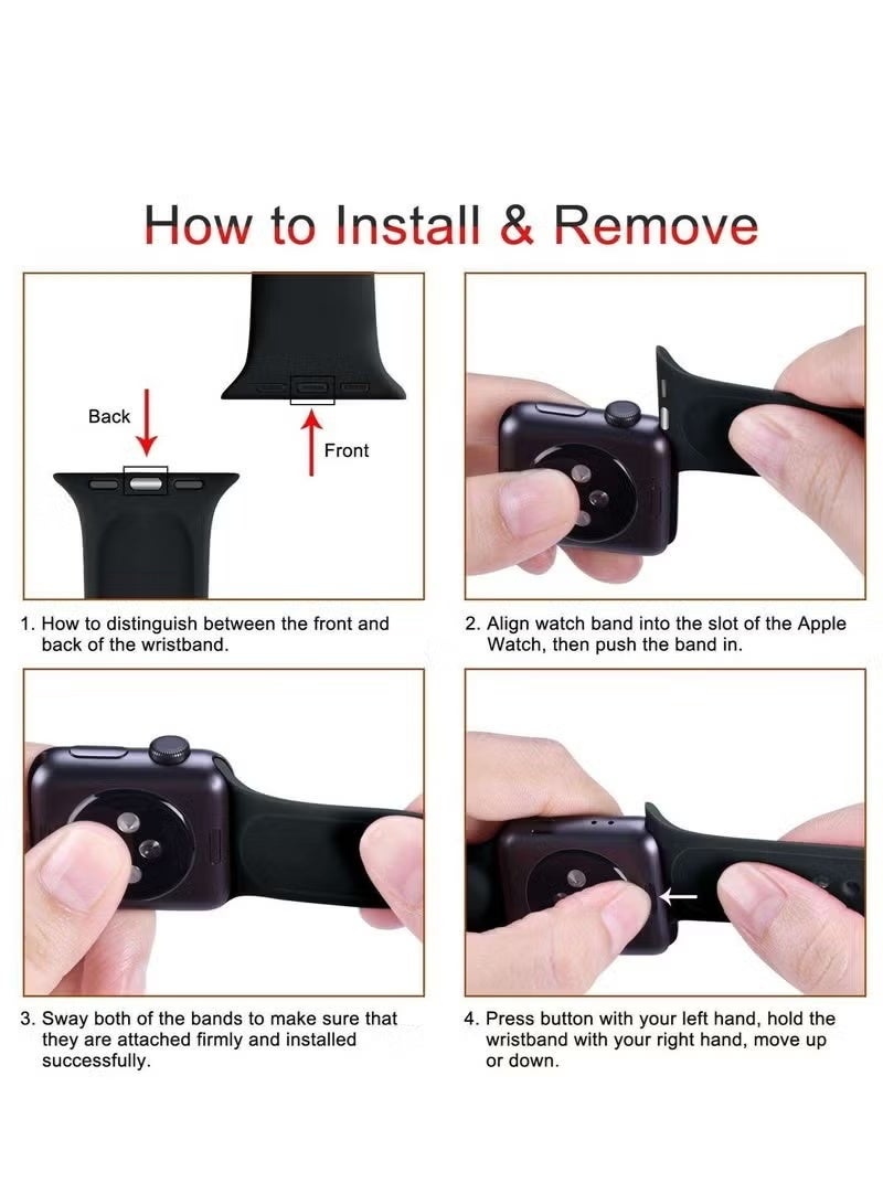 3 قطع حزام ساعة آبل 45 مم 44 مم 42 مم سيليكون بديل لسلسلة iWatch 9/8/7/SE/6/5/4/3/2/1 - Image 4